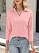 TICTICMISS Womens V Neck Polo Shirts 3/4 Sleeve Collared Tops Business Casual Summer Tops Trendy Loose