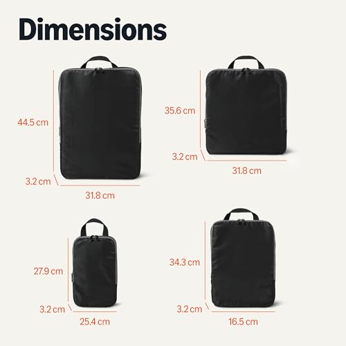 Amazon Essentials Ultralight Compression Zipper Packing Cubes Packing Organiser 4-Pack, Black - Image 6