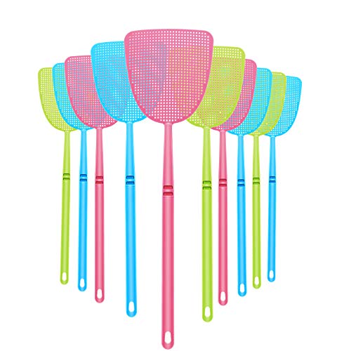 Boao 10 Pcs Fly Swatter Bulk Plastic Colorful Strong Flexible Manual Fly Swat Set Pest Control Long...