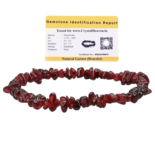 Image of Certified Garnet Bracelet for Women Men with Healing Crystal and Reiki Stone - Beautiful Gemstone Beaded Bracelet for Balance, Harmony & Positive Energy (Chips Stone Beads)