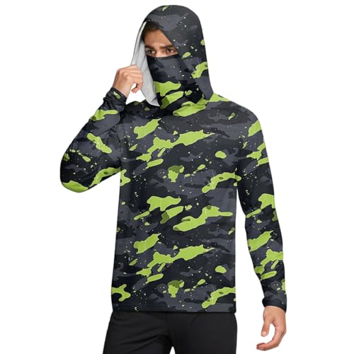 Men's UPF 50+ Sun Protection Lightweight Hoodie Performance Long Sleeve SPF UV Shirt for Fishing