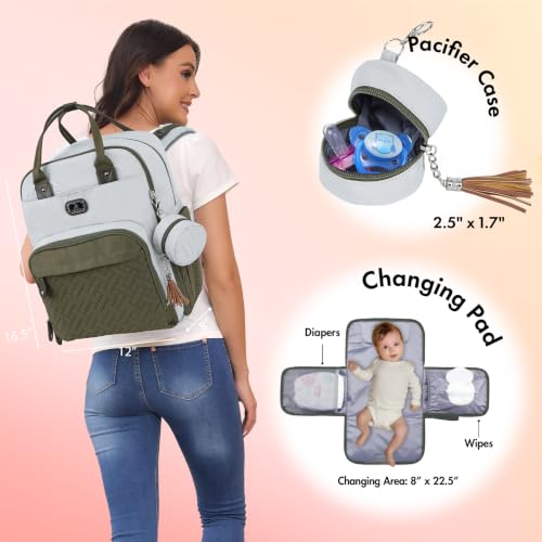 Image of Dikaslon Diaper Bag Backpack with Portable Changing Pad,Baby Essentials | Waterproof Large Baby Bags Travel Baby Diaper Bags for Boys Girls Moms Dads, Baby Shower Gifts Newborn Essentials Must Haves