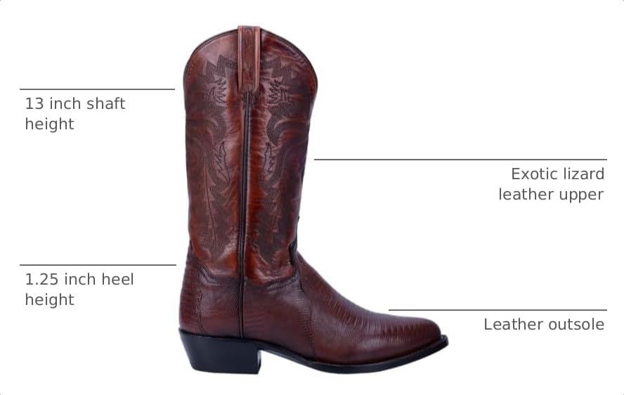 Image of Dan Post Mens Winston Lizard Embroidered Pull On Round Toe Dress Boots Mid Calf - Black
