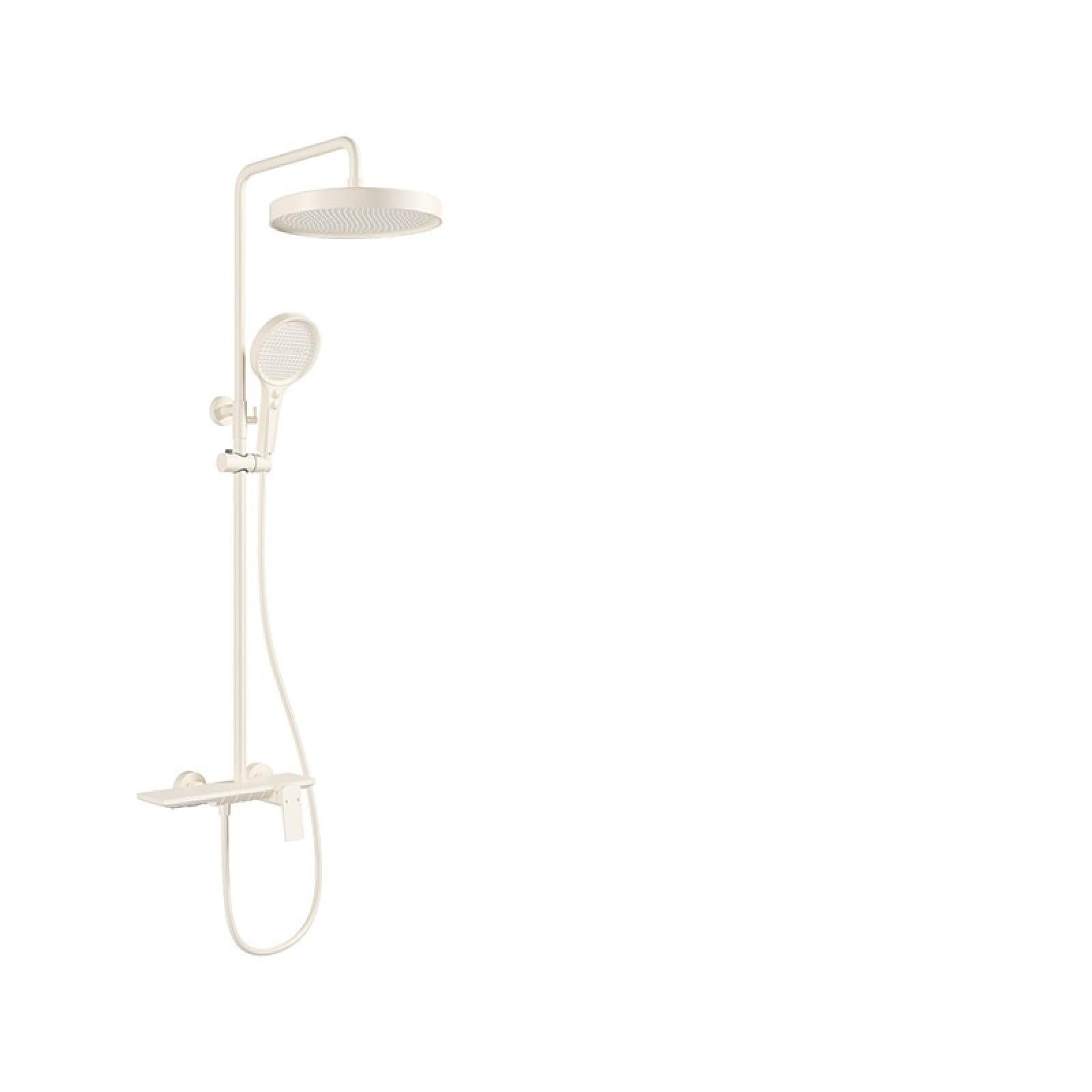Fanjubei Third Function: Milky White All-Copper Piano Button Hot And Cold Water Booster Shower Set, Three-Function Milky White