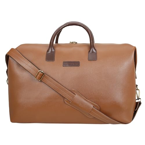 Smart Stylez Voyager Duffle Bag for Travel – Vegan Leather, Ideal Cabin Bag for Flight -Men and Women’s Weekender Travel Bag for Luggage -Spacious, Fashionable, Sturdy(Tan)