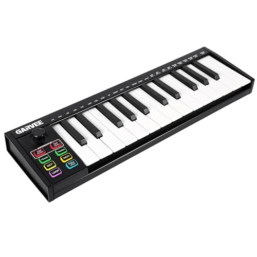 Image of Garvee 25 Keys Portable MIDI Keyboard Controller, USB MIDI Keyboard with Velocity Sensitive Keys Assignable Controls for Music Making & Home Recording