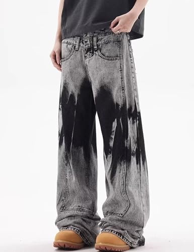 Men Baggy Jeans Y2k Vintage Wide Leg Skater Jeans Double Waisted Denim Pants Loose Long Trousers3
