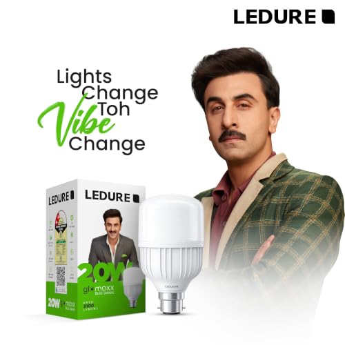 Image of LEDURE 20W LED Bulb|High Wattage B22 Base Bulb|BIS Approved|CoolWhite,Pack-2