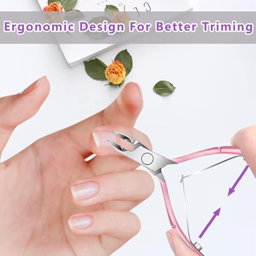 Cuticle-Trimmer-with-Cuticle-Pusher-and-Scissors-Cuticle-Remover-Professional-Durable-Pedicure-Manicure-Tools-Stainless-Steel-Cuticle-Nipper-Cutter-Clipper-for-Fingernails-and-Toenails-Pink