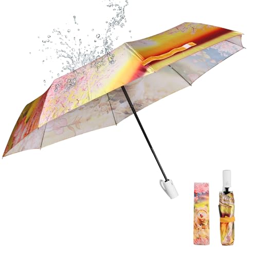 Cooloutdoors Compact Automatic Open and Close Mini Rain Windproop Light Weight UV Protection Folding Umbrellas for Travel,Golf,Fishing with Sturdy Handle for Kids Woman,Man with Colorful Options