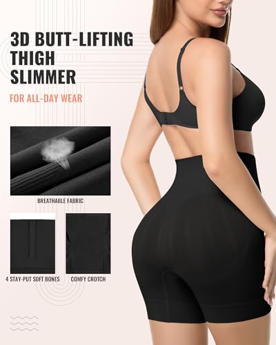 ForeverShaper Tummy Control Shapewear for Women, Seamless Shapewear Thigh Slimmers for Under Dresses, Mid-Waist Girdle Body Shaper Shorts — view 3