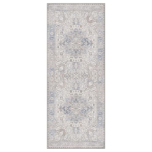 GENIMO 2x10 Hallway Runner Rug Non Slip, Washable Indoor Retro Rug Blue by GENIMO - Used condition - Image 7