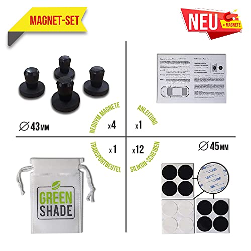 GREENSHADE Alunetz - XL 6x4m - 24qm - inkl. Magnet System - höchster Premium UV Sonnenschutz - Schattennetz Auto - Aluminet der effektive Hitzeschutz