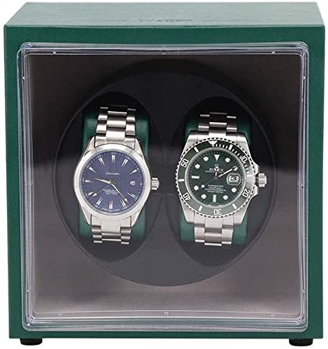 Remontoir automatique double et boîte de rangement pour 2 montres vertes