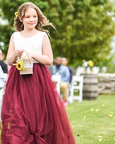 Image of Topmaker Flower Girl Dress for Toddler Baby Girls,Lace Tulle Dress for Wedding,Birthday Party,Photoshoot,Special Occasion