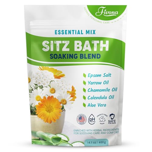 Hemorrhoid Care Postpartum Care Bartholin Cyst Relief - FIVONA Sitz Bath Salt Natural Epsom Blend with Essential Oils Soak - 14.1 oz