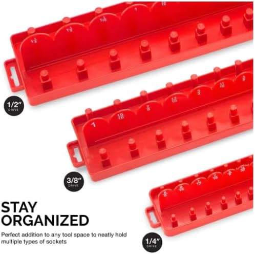 Miniatura 2 de NEIKO 03965A - Juego de llaves de vaso con doble fila, 3 piezas, 14 pulgadas, 38 pulgadas y 12 pulgadas, organizador de juego de zócalos