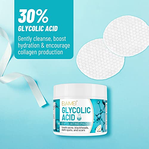 Glycolic Acid Pads 50Pads, 30% Glycolic Pads For Face Salicylic Acid Peel Pads Exfoliating Glycolic Pads For Dark Spots-Acne Resurfacing Pads #TOP1