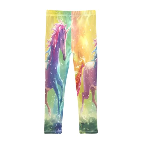Toddler Girls Leggings Printed Yoga Pants Leggings Unicorn Standing on The Rainbow Hand-Painted Illustrat for Kids2