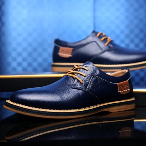 Mens Genuine Leather Lace Up Oxfords Classic Wing Tips Dress Shoes Casual Luxury Business Work Office Retro Derby Shoes4