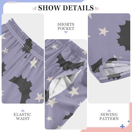 Boys' Pants Purple Halloween Bat Stars Long Bottoms Jogger Pants Elastic Waist Trousers with Pockets S-XL4