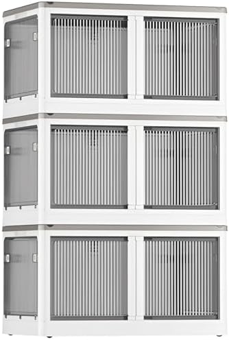 （20:00時点） X XUNTAO【収納ボックス 折りたたみ】蓋付き 積み重ね 全方向から取り出せる 両開き扉 3個セット 収納ケース 衣類 布団 小物 収納 折り畳み コンテナ ボックス 大型 プラスチック キャスター付き おしゃれ 防塵 防カビ 防湿 無臭 半透明 厚み 強い耐荷重 大容量 家庭用 車用 複数のサイズ 各種カラー（XL3個セット,60cm*42cm*33.5cm,84.4L）