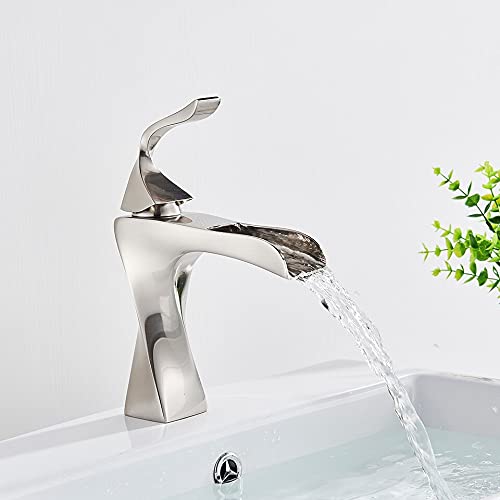 Robinet de lavabo mitigeur d'eau avec écoulement cascade sur pont - 4