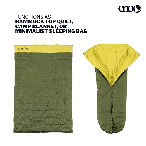 Image of ENO, Eagles Nest Outfitters Spark Camp Quilt Hammock Blanket and Sleeping Bag, Evergreen