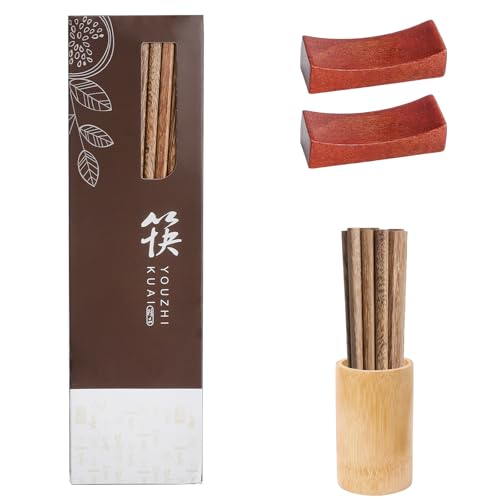 Essstäbchen Holz 10 Paar, Natürliches Chicken Wing Wood Ohne Lack & Wachs Mit Essstäbchen Halter Handpoliert & Splitterfrei Wiederverwendbare China Stäbchen für Zuhause Restaurant Sushi Nudeln