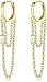 Milacolato 925 Boucles D'oreilles En Argent Sterling Avec Chaîne Plaqué or 18 Carats Boucles D'oreilles Pendantes Cartilage Helix Manchette Huggie Boucles D'oreilles Pour Femmes