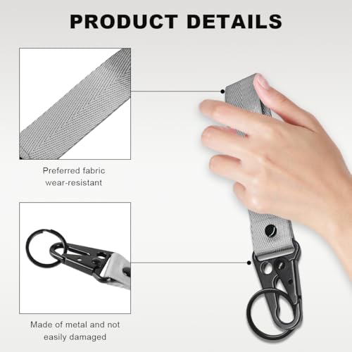 Image of Wevdn Car Key Chain, Fabric Metal Practical Multifunctional Motorcycle Keychain, Anti-Lost Keychain with O-Ring for Men Women (Gray)