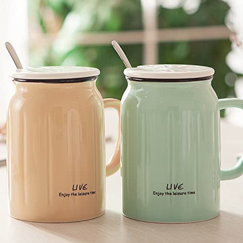 Kaffeetasse Kreativer Becher mit Deckel Löffel Kleine frische Tasse Persönlichkeit Paar Tasse Bubble Tee Cup Kaffeetasse Teetasse (Color : Milkcoffe)