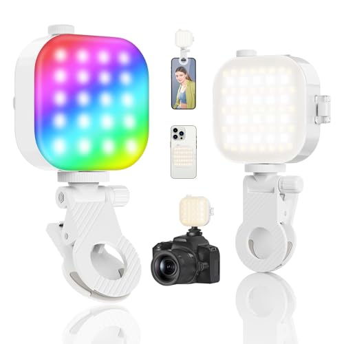 TELESIN RGB撮影用ライト 自撮りライト マグネット スマホライト 撮影照明用ライト 女優ライト ビデオライト 色温度2500K-9000K 無段階調光 Type-C充電式 1/4ネジ取付 LEDライト メイクライト 配信用ライト 小型 コンパクト