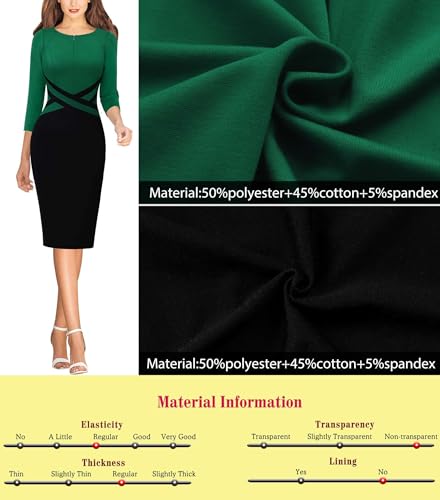 Image of VFSHOW Womens Work Business Casual 3 /4 Sleeve Slimming Fitted Front Zipper Crisscross Waist Office Party Pencil Sheath Dress