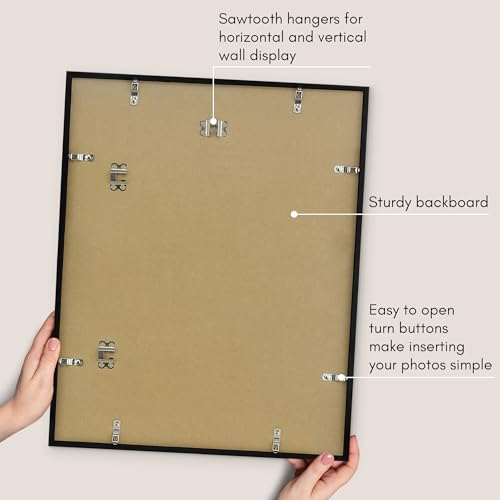 Americanflat 17x21 Picture Frame with Polished Plexiglass - Streamline Collection - Thin Border Picture Frame for Wall Display - Hanging Hardware Included - Black