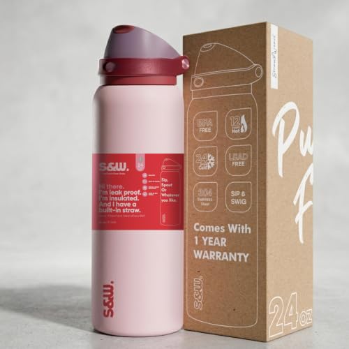 Image of STRAW&WEAVE PureFlow Water Bottle 710 ml Stainless Steel Sports Bottle with Sipper Cap | For Home, Office, Gym, Travelling | Lightweight | BPA Free (Rose Cloud)