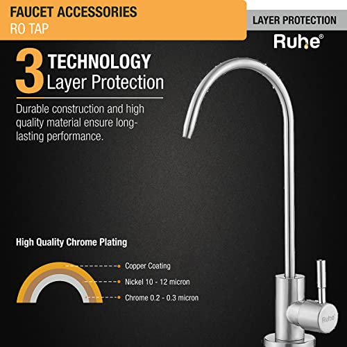 Image of RUHE RO Drinking Water Faucet| Premium Stainless Steel Kitchen Sink Faucet for Water Filtration Systems with Chrome Finish| Table Top Water Tap for Under Sink /Counter Water Purifier Set