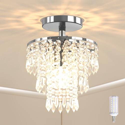 Lista de Candil Top 10. 47 Lámparas de Araña de Cristal Modernas,JSXing Lámpara de Techo de 3 Niveles de Cristal de Gotas de Lluvia,Lámparas de Pasillo Luz de Techo Para Dormitorio Sala de Estar Comedor...