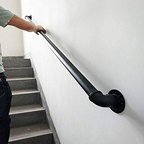 Hanone HANONE-6889-4 Staircase Handrail - 4Ft. Complete Kit. Wrought Iron Φ1.3 Inch Thickened Banister Rail Wall Support Hand Railings thumb #4