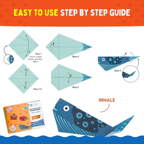 Image of PepPlay 3D Origami Paper Craft Kit - Best Birthday Return Gifts for Kids Ages 3 4 5 6 7 8 | 48 Sheets + Booklet + QR Video Tutorials Each | Mess-Free Travel Activity | Boys & Girls Gift