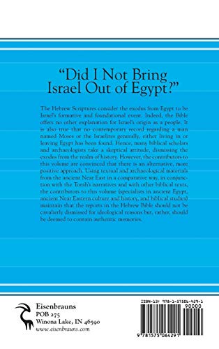 "Did I Not Bring Israel Out of Egypt?": Biblical, Archaeological, and Egyptological Perspectives on the Exodus Narratives (Bulletin for Biblical Research Supplement) - Image 2
