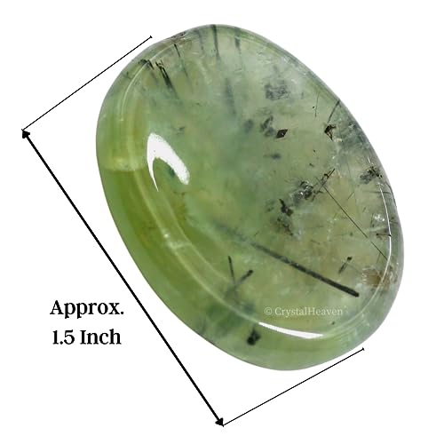 Image of Certified Prehnite Crystal Thumb Worry Pebbles Stones for Anxiety Stress Relief Massage - AAA Grade Original Healing Gemstone Agate Rubbing Stone for Yoga Meditation Spiritual Reiki Feng Shui