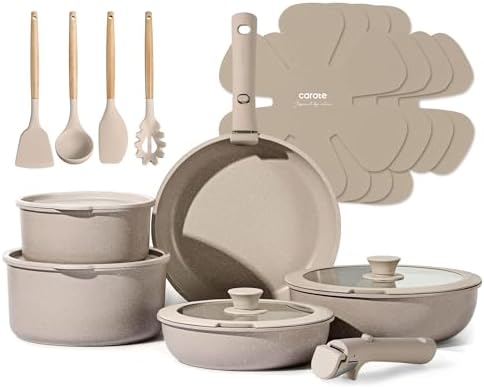 CAROTE 19pcs Pots and Pans Set Non Stick, Nonstick Cookware Set D...