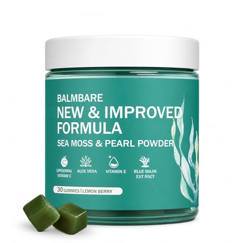 balmbare Revive Hair Gummies - Sea Moss Gummies with Hair Skin & Nails Vitamins with Seamoss Pearl Powder Vitamin E Aloe Vera Liposomal Vitamin C 30 Count