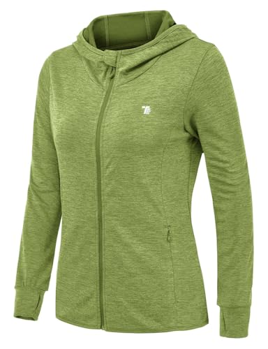 Rdruko Laufjacke Damen Leicht mit Daumenloch Sportjacke Atmungsaktiv Trainingsjacke für Running Wandern Outdoor Surfen mit Taschen (Frucht Grün M)