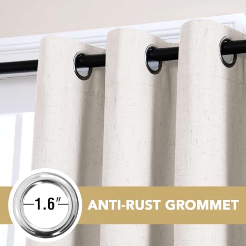 Image of H.VERSAILTEX 100% Blackout Curtains for Bedroom 96 Inches Long Grommet Linen Face Full Light Blocking Curtain Drapes for Living Room Thermal Insulated Linen Look Curtains 2 Panels Set, Ivory