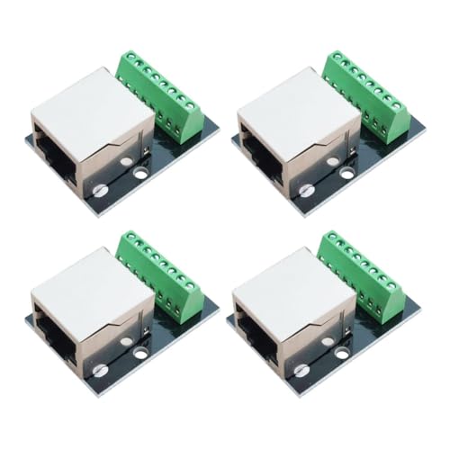 Feriany 4 Piezas RJ45 Ethernet Hembra Conector de Enchufe Placa de Ruptura, Placa de Conector de 2,54 mm Terminal Adaptador de Red Blindado