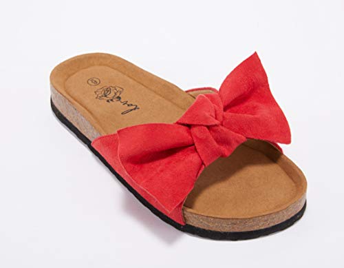 Image of FISACE Womens Bow Flat Sandals Flip Flops Slide Sandals Summer Beach Shoes