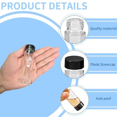 Image of Bello 30ml 30pcs Clear Glass Vials Culture Tube, Glass Sample Vial with PE Stopper, Leak-Proof Small Glass Bottles Containers Essential Oil Bottles for Storage Liquid, Pills and Lab Home Kitchen Use.
