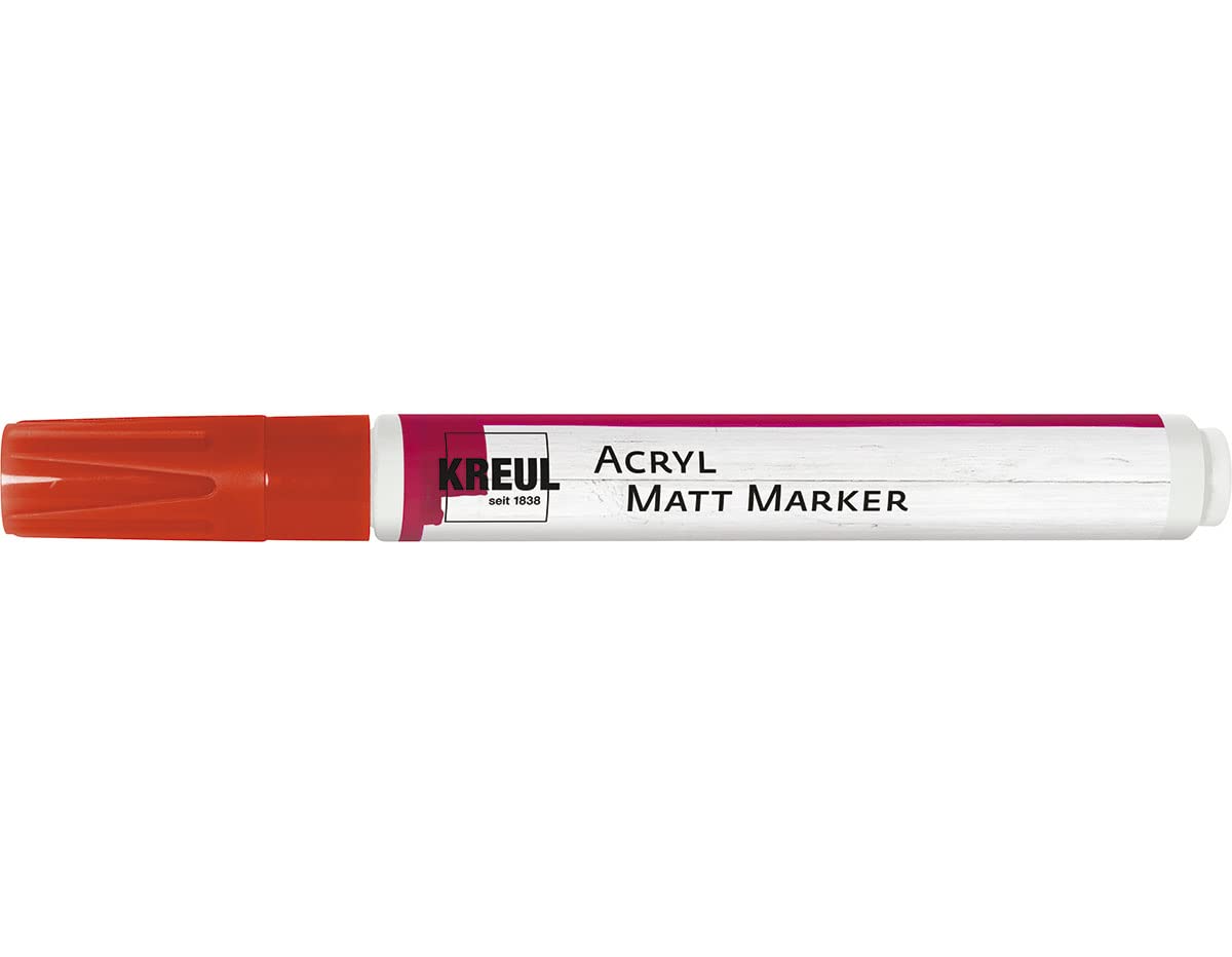 KREUL 46234 - Rotulador acrílico mate medio, con punta redonda de aprox. 2-4 mm, rojo, mate, color acrílico permanente a base de agua, para acentos delicados